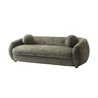 Tribeca Olive Green Chenille Upholstered Sofa with Wood Frame