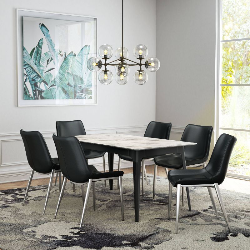 Set of 2 Encanto Dining Chairs Black/Silver - ZM Home, 6 of 12
