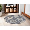 5' Blue And Gray Round Wool Hand Tufted Area Rug - 2 of 4