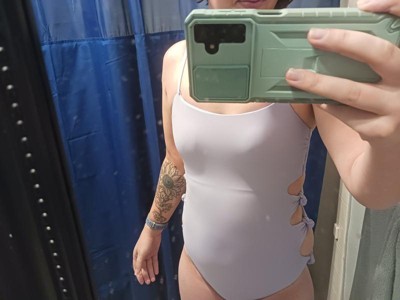 UHUYA Womens Slimming One Piece Swimsuits Cutout Bathing Suit Open Back  Strap Swimsuit Beach Bikini Purple S