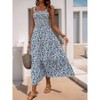 Coolmee Womens Summer Floral Maxi Dress Casual Boho Sleeveless Spaghetti Strap Smocked Flowy Tiered Beach Long Dress - 2 of 4