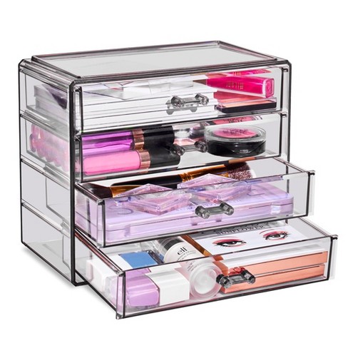 Casafield Makeup Storage Organizer, Clear Acrylic Cosmetic & Jewelry  Organizer with 3 Large and 4 Small Drawers