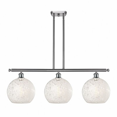 White Mouchette - 3 Light Stem Hung Island In Modern Style-12.25 Inches Tall and 36.5 Inches Wide