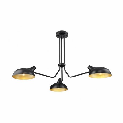 Bellamy Matte Black and Gold 46" Semi-Flush Ceiling Light