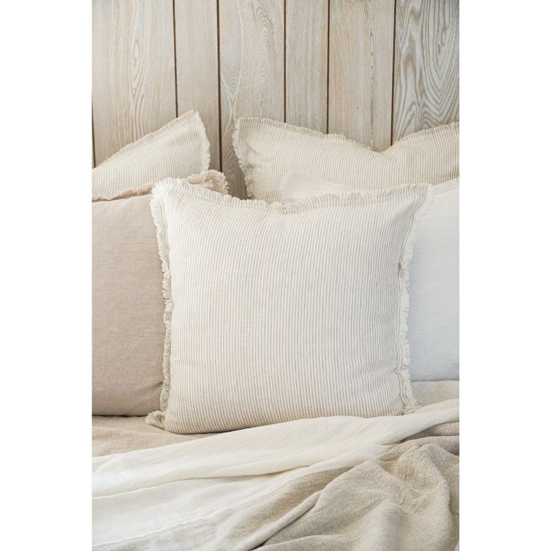 Beige Pinstripe So Soft Linen Pillow, 3 of 12