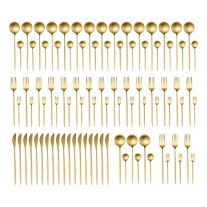 YIYIBYUS 90PCS Gold Dinnerware Set, Gold Flatware Cutlery Set, Stainless Steel Utensils Set for Home Restaurant - 1 of 4