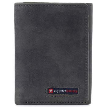 Alpine Swiss Leon Mens RFID Safe Trifold Wallet Cowhide Leather Comes in a Gift Box