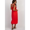 PinkBlush Red Solid Self-Tie Smocked Maternity Midi Dress - 3 of 4
