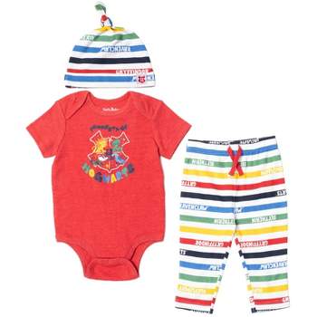Harry Potter Gryffindor Hufflepuff Ravenclaw Baby Bodysuit Pants and Hat 3 Piece Outfit Set Newborn to Infant