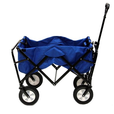 Blue Heavy Duty Collapsible Fabric Utility Wagon with Rubber Wheels