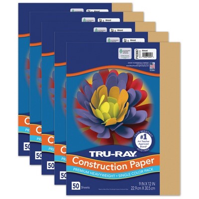 Tru-Ray Fade-Resistant Construction Paper, Ivory, 12 x 18, 50 Sheets per Pack, 5 Packs