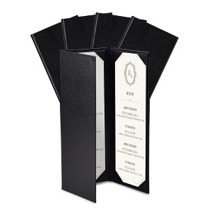 WeChef Restaurant Menu Covers 4.25x14" Trifold 3 View PU Leather with Angled Corners for Wine List Bar Hotel 5 Pack - 1 of 4