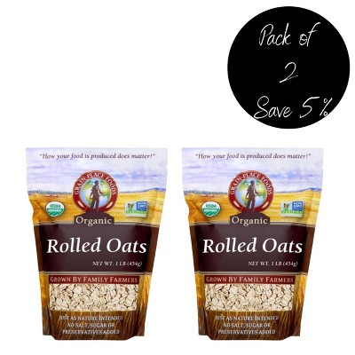Grain Place Foods 1 lb Organic Rolled Oats Non-GMO - Pack of 2