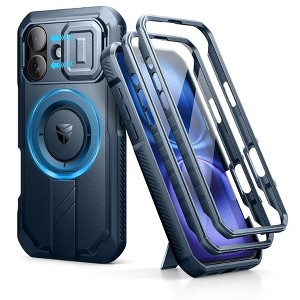 Dexnor for iPhone 16 Case with Slide Camera Cover & Adjustable Kickstand & Built-in Screen Protector, Magnetic Shockproof Bumper Cases - 1 of 1