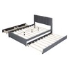 TIRAMISUBEST Full/Queen Size Upholstered Platform Bed with 2 Drawers and Trundle, Linen Bed Frame with Classic Headboard Design - 4 of 4
