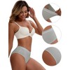 INSPIRE CHIC Women's Cotton High Waist Bright Trim Briefs Elastic Waistband Breathable Underwear 3 Packs - 3 of 4
