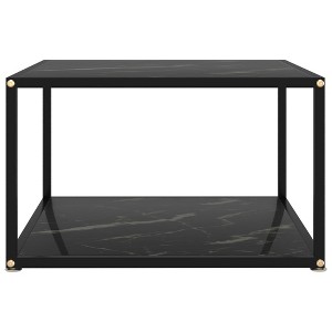 vidaXL Black Coffee Table - 23.6"x23.6"x13.8" - Tempered Glass and Powder-Coated Steel - Square Shape - Modern Design - 2-Layer Storage - 1 of 4
