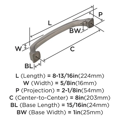 Satin Nickel 8-Inch Traditional Appliance Pull