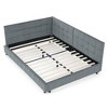 Full Size L Shape Corner Bed Frames with Backrest and Armrests, Velvet Upholstered Sofa Daybed for Small Room - 4 of 4