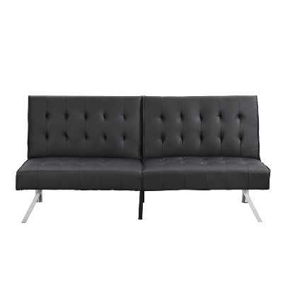 67.32'' WOOD FRAME, STAINLESS LEG, FUTON, SOFA BED BLACK PVC