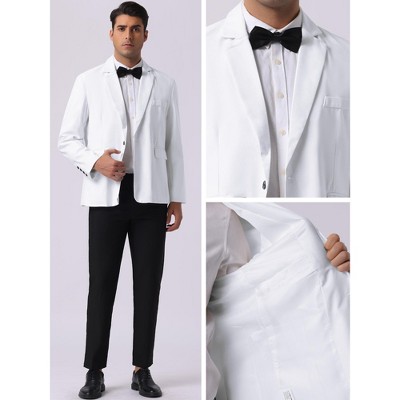 Мужские куртки INSPIRE CHIC Men's Notch Lapel One Button Formal Color Block Business Suit Jackets White Large — фото 3