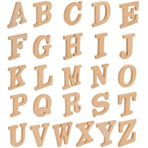 Juvale 52-Piece Wooden A-Z Alphabet 3D Letters, Wood Letter Blocks, Painting Activity for Kids, DIY Crafts, 3D Letters for Home Wall Decor, 4.3 inches - 1 of 4