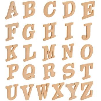 Juvale 52-Piece Wooden A-Z Alphabet 3D Letters, Wood Letter Blocks, Painting Activity for Kids, DIY Crafts, 3D Letters for Home Wall Decor, 4.3 inches