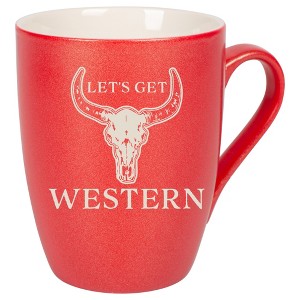 100 North Bull Skull 10 Ounce Crimson Red Metallic Finish, Comfortably Fits Your Hands, New Bone China Coffee Tea Cup Mug, Let's Get Western - 1 of 1