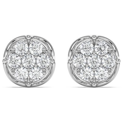 Pompeii3 1 - 2 3/4Ct Diamond 7-Stone Stud Earrings White, Yellow, or Rose Gold Lab Created