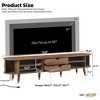 Angel Sar 75'' Modern Fluted TV Stand with Charging Station, Oval Media Console with Golden Handles, Sliding Tambour Doors & Storage Drawers, Walnut - 3 of 4