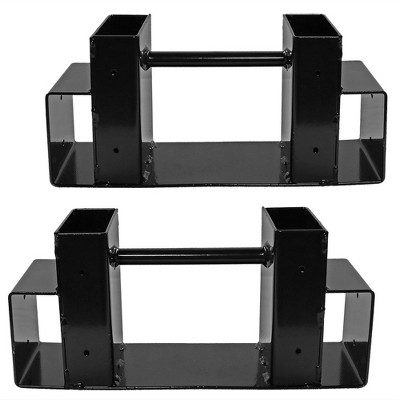 Sunnydaze Indoor/Outdoor Powder-Coated Steel Adjustable Length Fire Pit or Fireplace Firewood Log Bracket Kit - Black