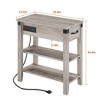 End Table with USB Ports and Outlets, Flip Top Side Table Narrow Bedside Table with Drawer - 2 of 4