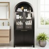 Dexmalle 71"Fluted Arched Pantry Cabinet with Adjustable Shelves and Display Glass Door - 3 of 4