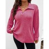 Women Plus Size Casual Knit Sweater Lapel v Neck Solid Color Tops Lightweight Long Sleeve Blouses - 2 of 4