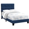 Monarch Specialties Bed Twin Size Upholstered Bedroom Frame Only Youth Teen Juvenile Blue Velvet Transitional - 4 of 4