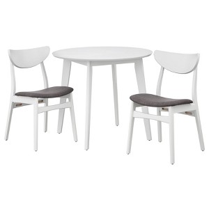 3Pc Tania Dining Set White - Buylateral: Mid-Century Design, Beech Wood Legs, for Small Spaces - 1 of 4
