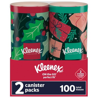 Kleenex Holiday Perfect Fit Canister Facial Tissue - 2pk/50ct