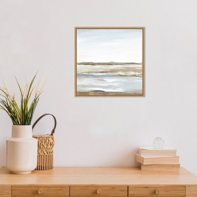 16" x 16" Maple Framed Abstract Landscape Canvas Wall Art