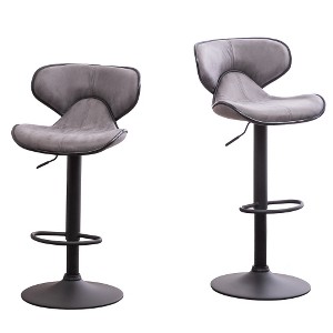 Ridstar 2-Piece Adjustable Swivel Bar Stool Set with Chrome Base-Grey - 1 of 4