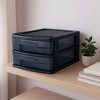 Homz 2 Pack Storage Cart, Medium 2 Drawer Plastic Rolling Container for Home and Office Organization, Black Frame with Smoke Tint Drawers - 3 of 4
