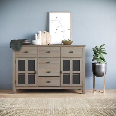 NicBex Modern 2-Doors Sideboard,Kitchen Storage Cabinets with 6 Drawers and 2 Glass Doors for Kitchen and Dining Room