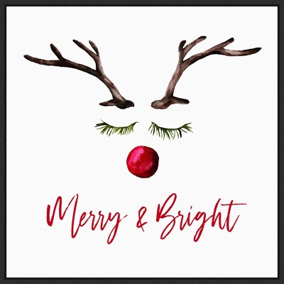 22" x 22" Reindeer Merry and Bright Framed Wall Canvas - Amanti Art