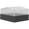 Outsunny Galvanized Raised Garden Bed Kit with Polycarbonate Mini Greenhouse, Metal Planter Box for Outdoor Garden, 49.6" x 42.1" x 26.6", Dark Gray - 4 of 4