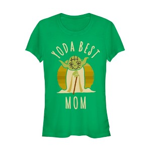 Juniors Womens Star Wars Yoda Best Mom Cartoon T-Shirt - 1 of 3