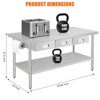 Stainless Steel Workbench with Drawers & Paper Towel Holder, Heavy-Duty Metal Prep Table for Kitchen, Garage, Commercial, Silver - 2 of 4