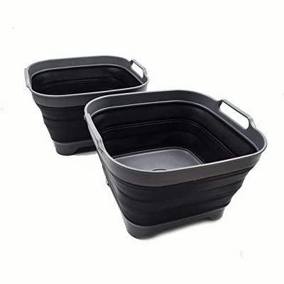 SAMMART 10L (2.6 gallons) Collapsible Plastic Dishpan with Draining Plug