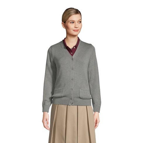Lands' End School Uniform Women's Cotton Modal Button Front Cardigan ...