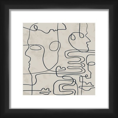 13" x 13" Matted to 2" Abstract Lines Picture Framed Black - PTM Images