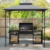 Tangkula 8' x 5' Grill Gazebo Outdoor Double-Tiered Grill Canopy w/ 2 Shelves & 6 Hooks - 2 of 4