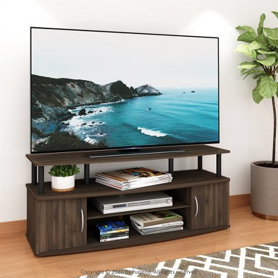Furinno Modern TV Stand Media Entertainment Center for TV's up To 55" w/2-Door Storage Cabinet,Columbia Walnut/Black